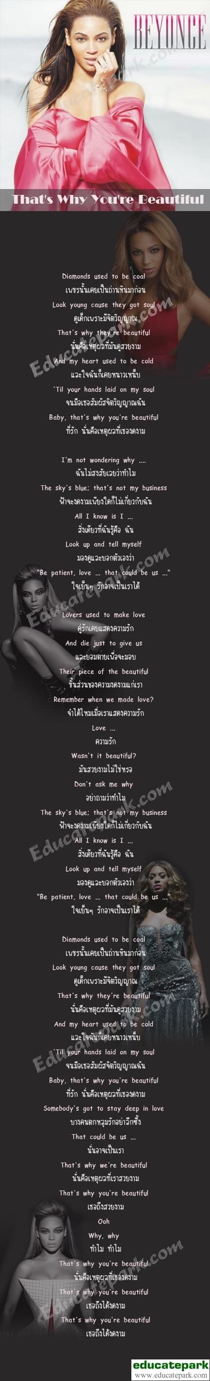 แปลเพลง That's Why You're Beautiful - Beyonce